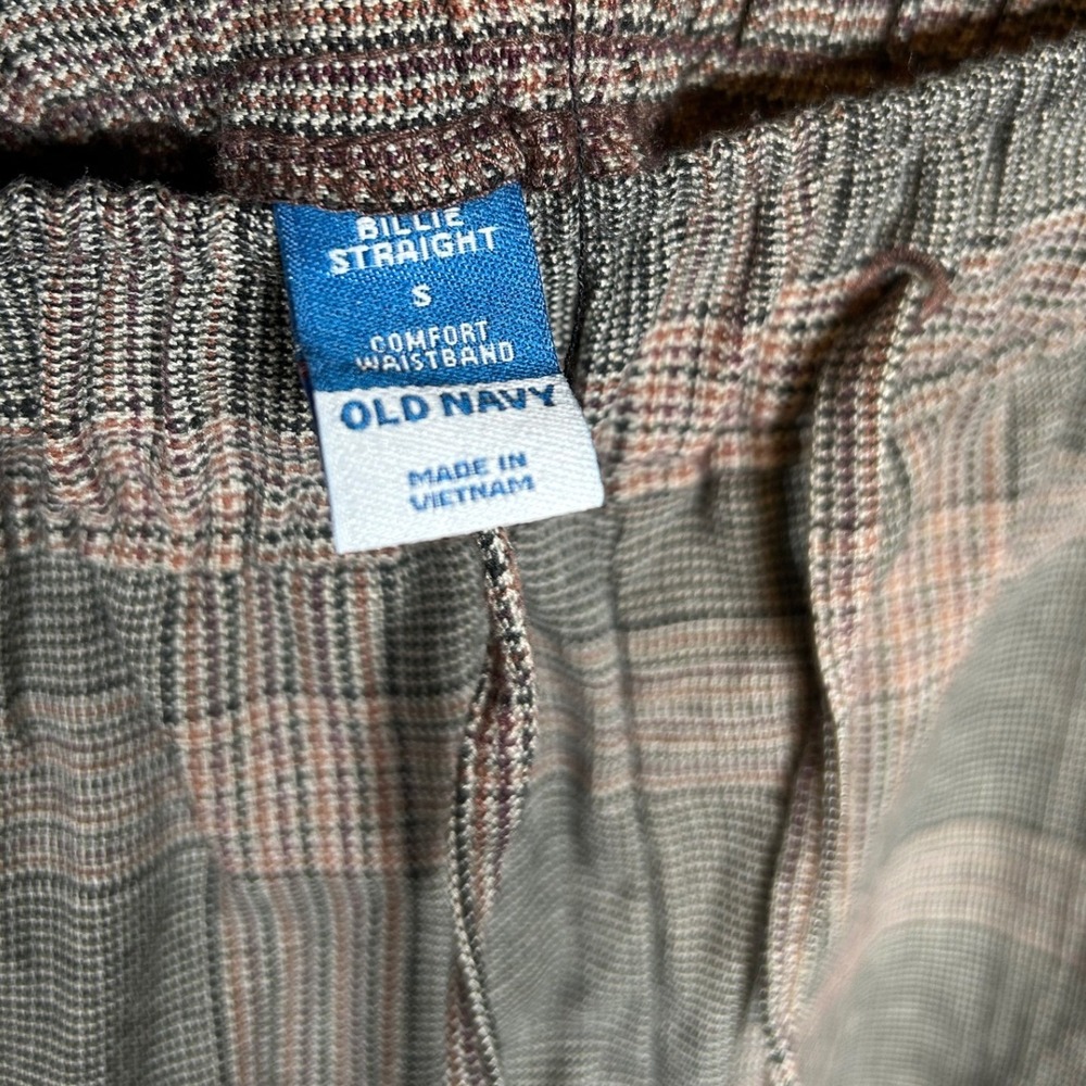 Old Navy Billie Straight Pants Women's Small Brown Plaid High Rise Trousers Fall - Picture 2 of 8
